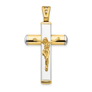 14k Two Tone Gold Polished Crucifix Pendant