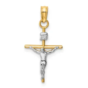 14k Two-tone INRI Crucifix Pendant
