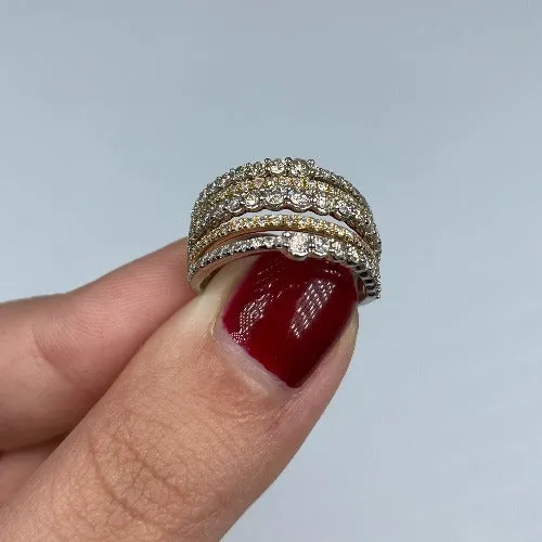 14K Two-Tone Stacked Diamond Ring