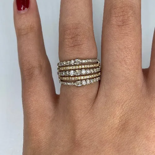 14K Two-Tone Stacked Diamond Ring