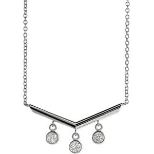 14K White 1/3 CTW Diamond V Bar 16" Necklace