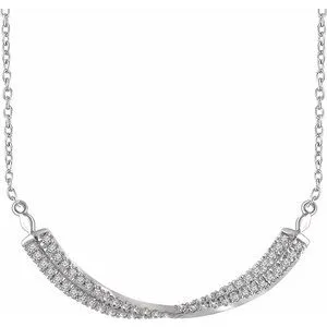 14K White 1/4 CTW Diamond Twisted Bar 16-18" Necklace