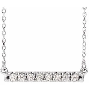 14K White 1/4 CTW Natural Diamond French-Set Bar 18" Necklace