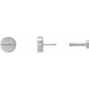 14K White 4.9 mm Geometric 4 mm Press Fit Back Earring