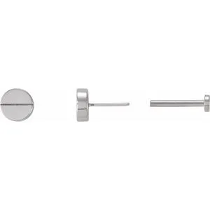 14K White 4.9 mm Geometric 6 mm Press Fit Back Earring