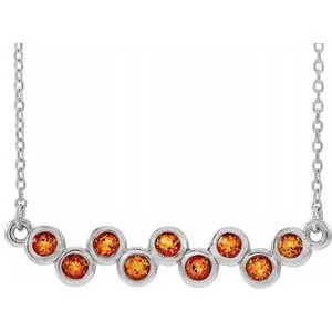 14K White Citrine Bezel-Set Bar 16-18" Necklace
