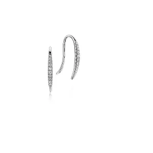 14K White Gold 0.10cttw Tapered Diamond Threader Drop Earrings