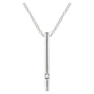 14k White Gold .015 CT Diamond Bar 16-18" Necklace