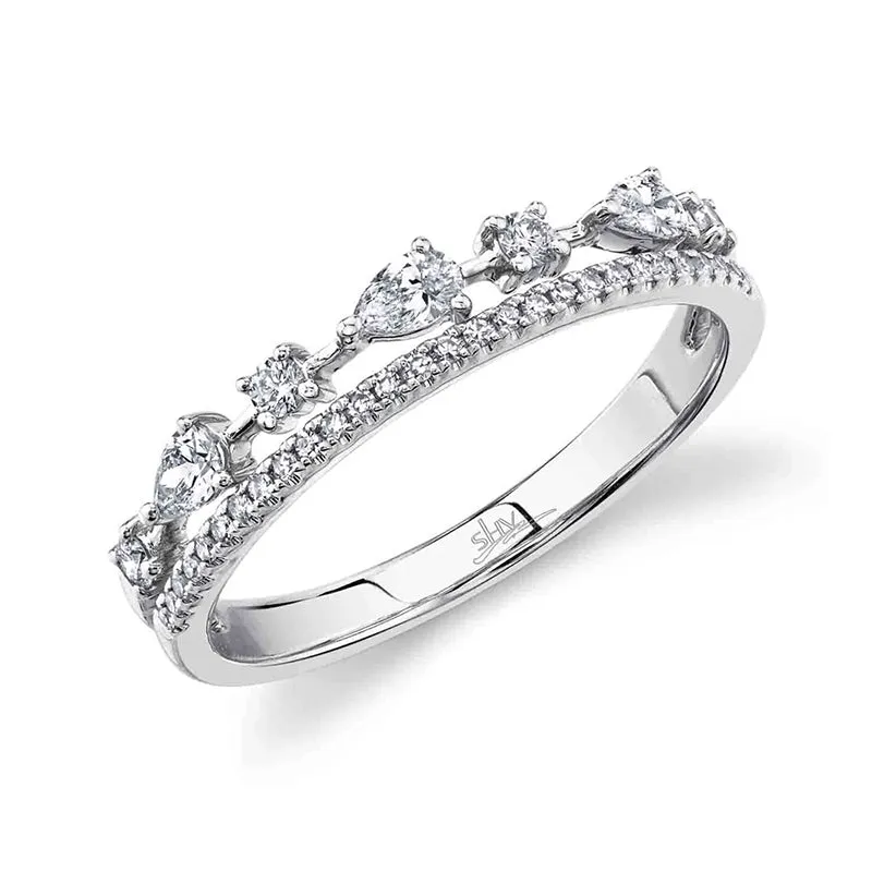 14K White Gold 0.37ctw Diamond Double Row Ring- SC55021925