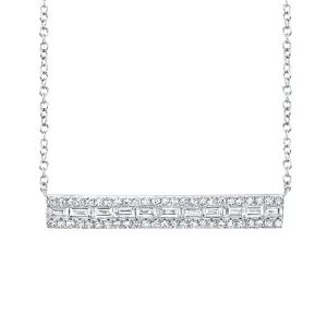 14K White Gold 0.40ctw Diamond Baguette Bar Necklace - SC55005650