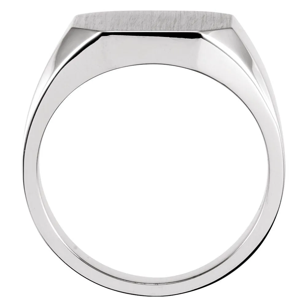 14k White Gold 12x14mm Men's Signet Ring , Size 10