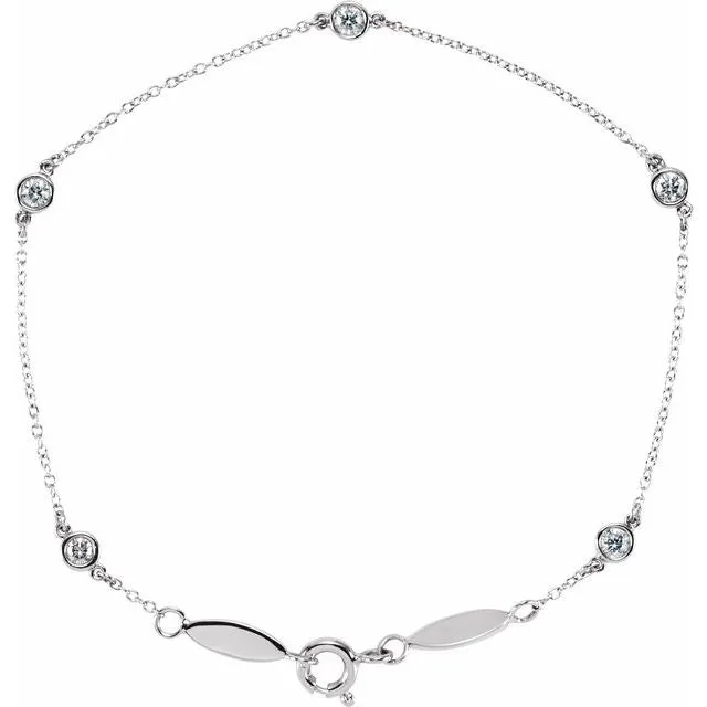 14K White Gold 1/3 CTW Lab-Grown Diamond Bezel-Set Station 7" Bracelet