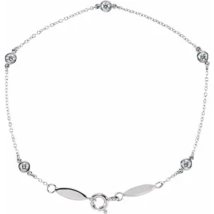 14K White Gold 1/3 CTW Lab-Grown Diamond Bezel-Set Station 7" Bracelet