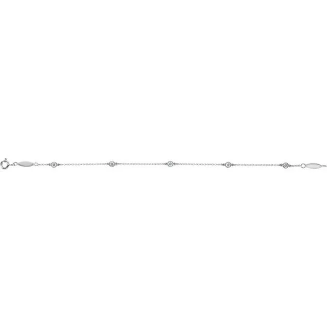14K White Gold 1/3 CTW Lab-Grown Diamond Bezel-Set Station 7" Bracelet