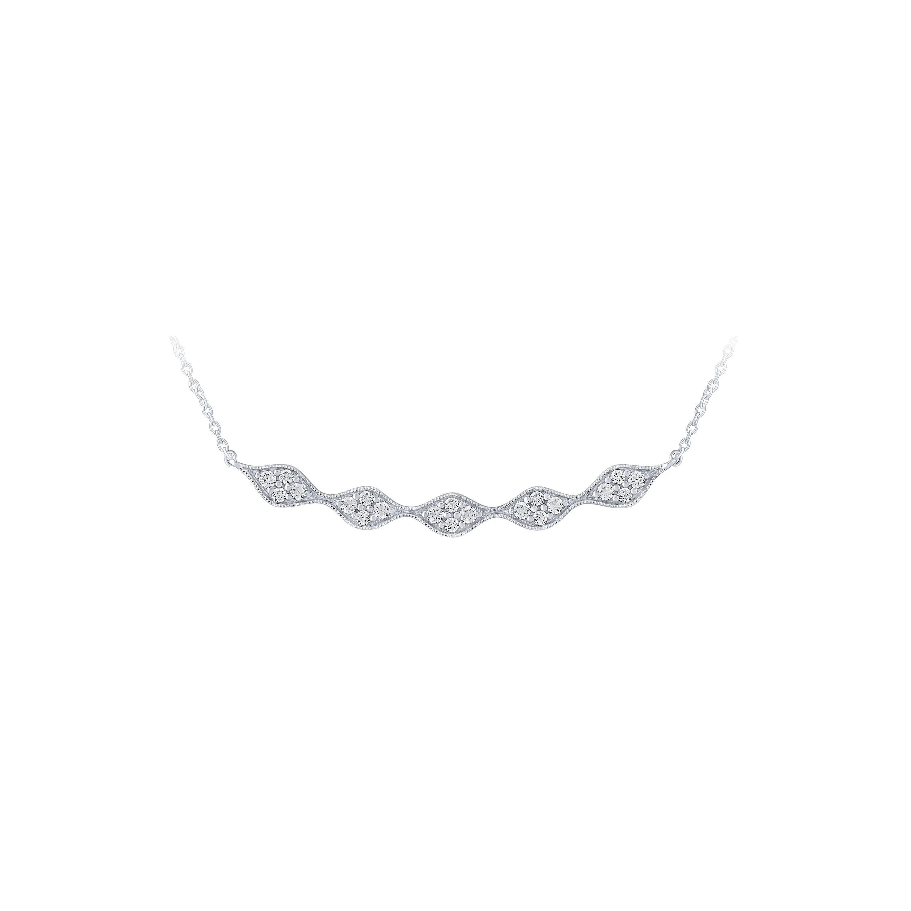 14K White Gold 1/4Ct Fancy Diamond Bar Necklace