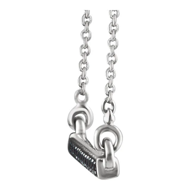 14k White Gold 1/6 CTW Black Diamond Bar 18" Necklace