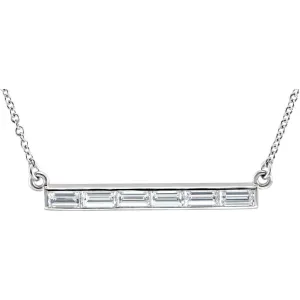 14k White Gold 3/4 CTW Diamond Bar 17" Necklace