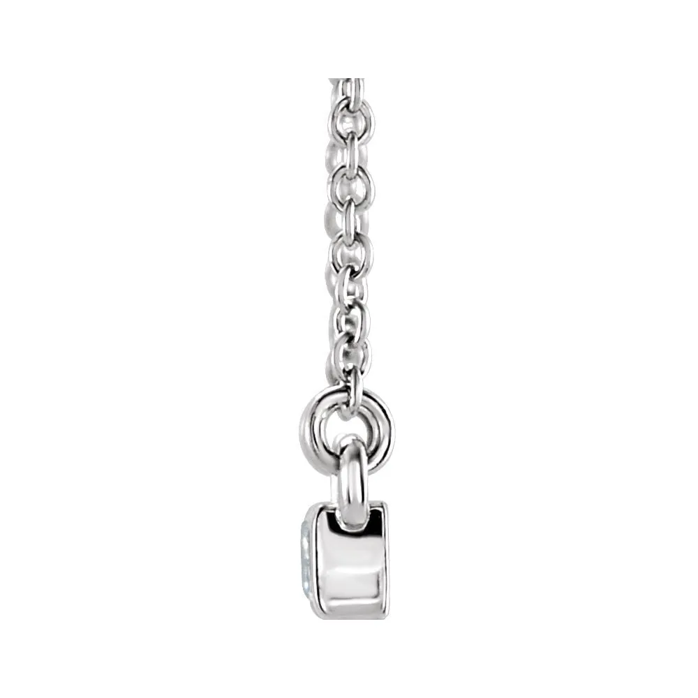 14k White Gold 3/4 CTW Diamond Bar 17" Necklace