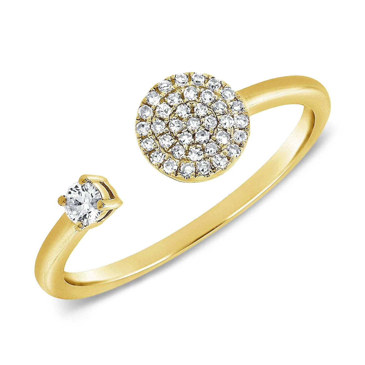 14K White Gold Diamond Open Cuff Disc Ring