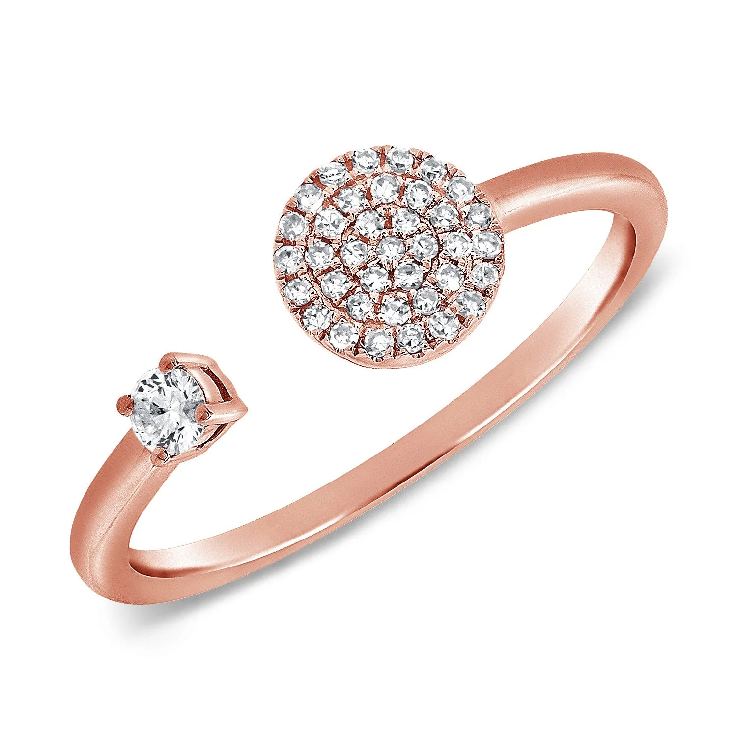 14K White Gold Diamond Open Cuff Disc Ring
