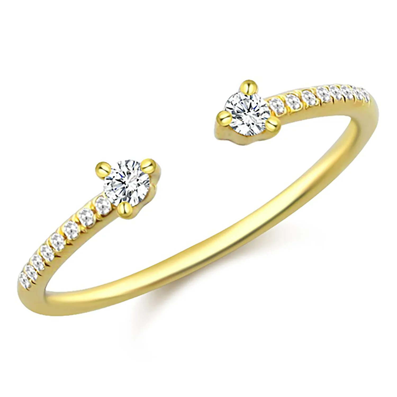 14K White Gold Diamond Open Cuff Ring