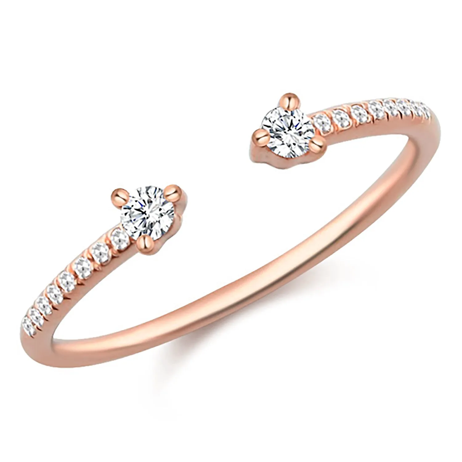 14K White Gold Diamond Open Cuff Ring