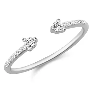 14K White Gold Diamond Open Cuff Ring