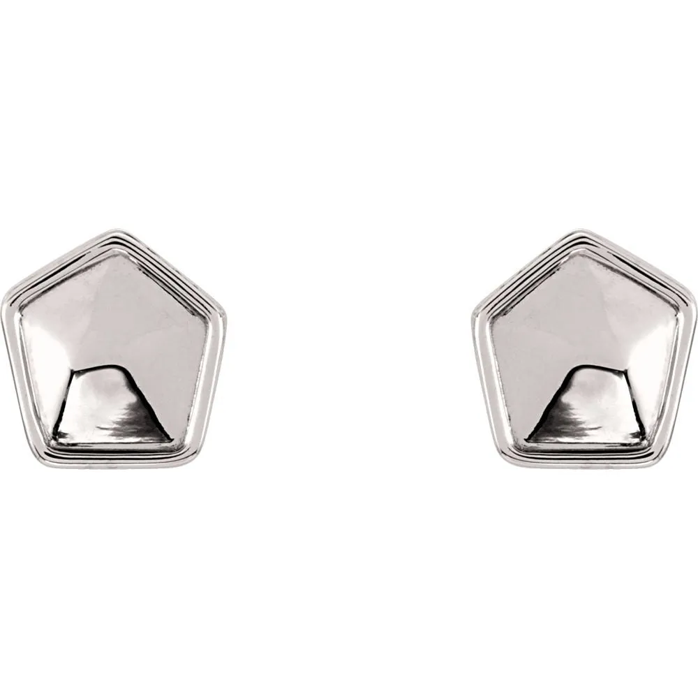 14k White Gold Geometric Earrings
