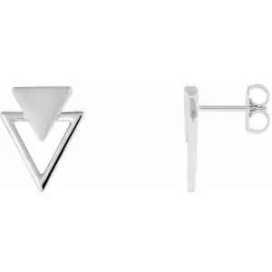 14K White Gold Geometric Earrings