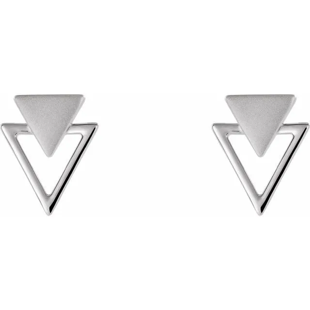 14K White Gold Geometric Earrings