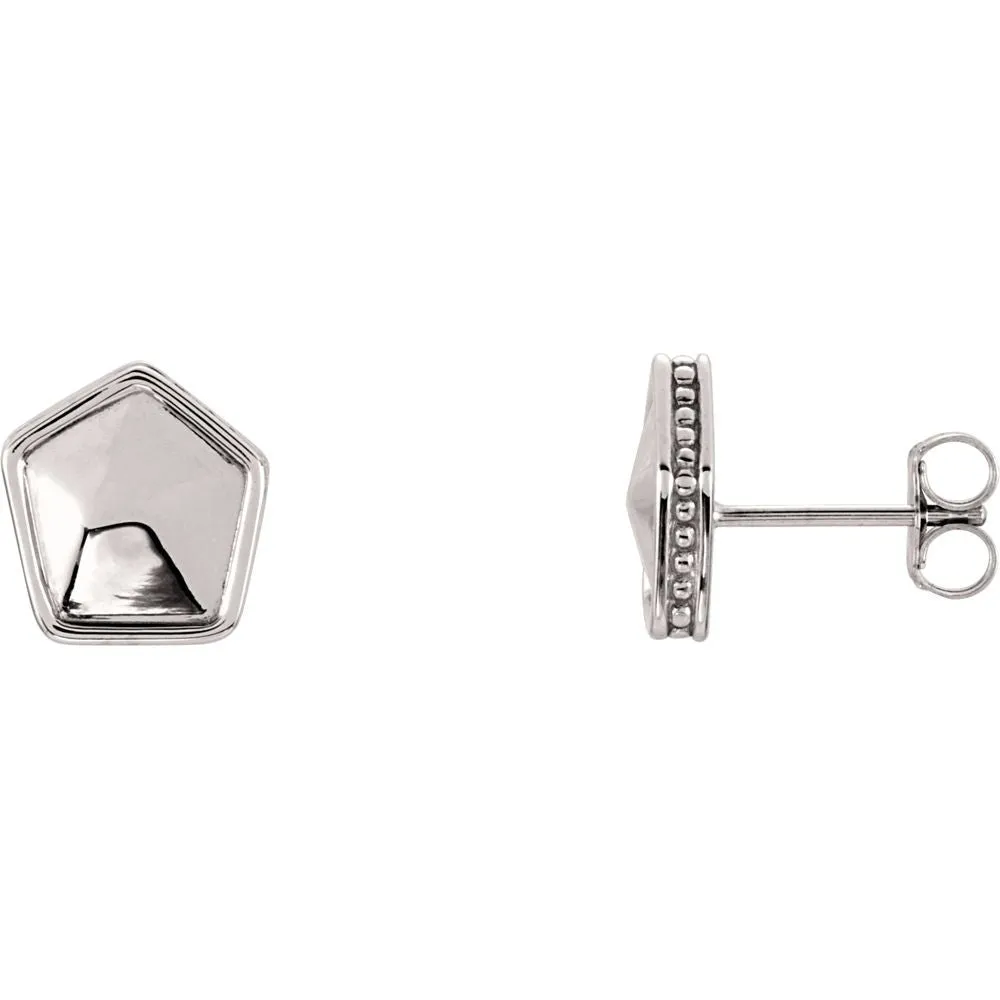 14k White Gold Geometric Earrings