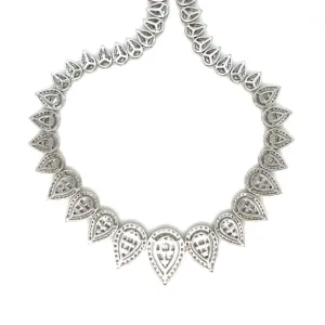 14K White Gold Oval Drop Brilliant Diamonds 18" Cocktail Lady Chain Necklace - SNK22629