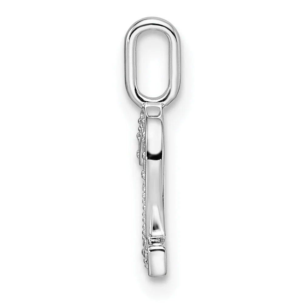 14k White Gold Polished Finish with Diamonds Womens Number 2 Charm Pendant