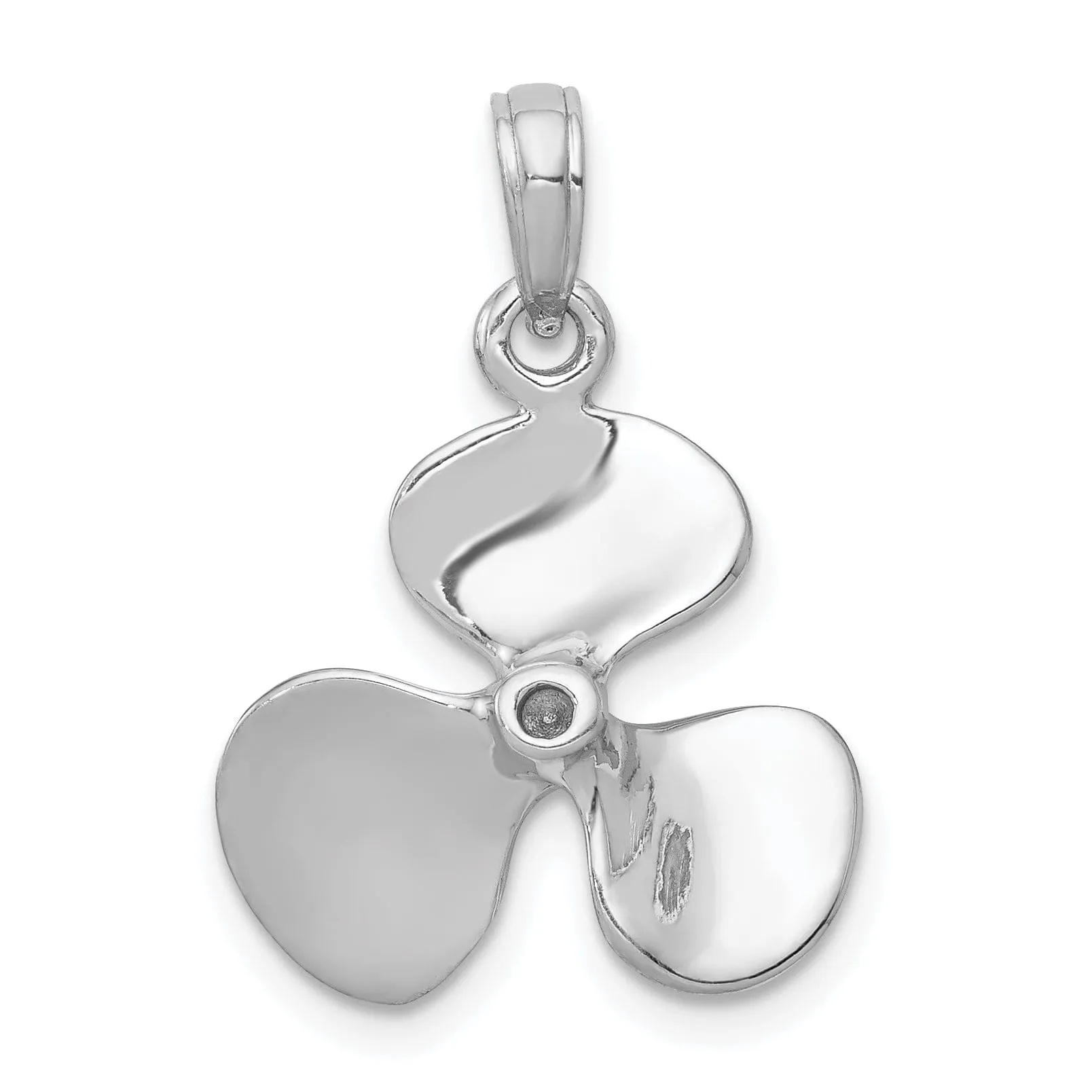 14K White Gold Polished Finished 3-D Solid Boat Propeller Charm