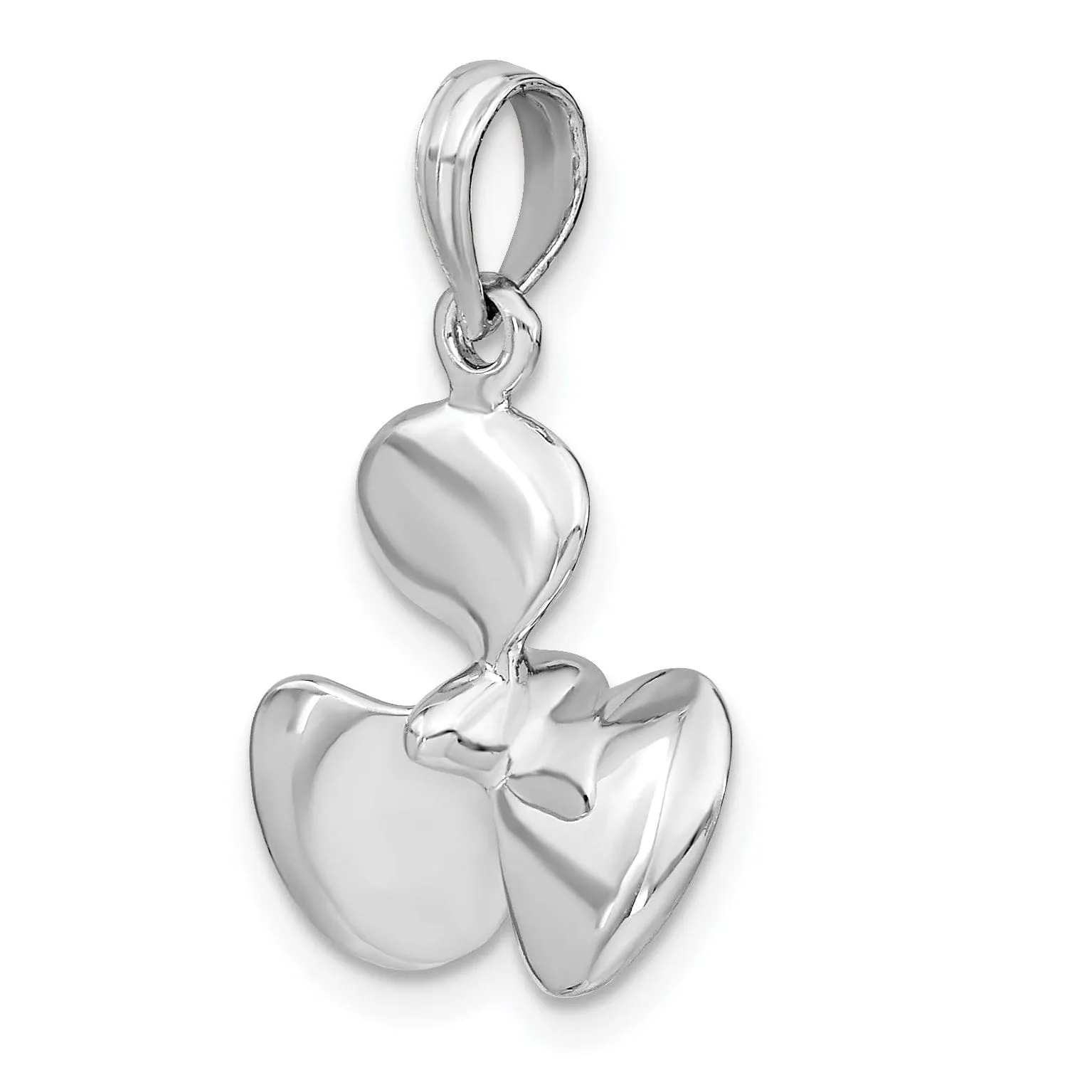 14K White Gold Polished Finished 3-D Solid Boat Propeller Charm