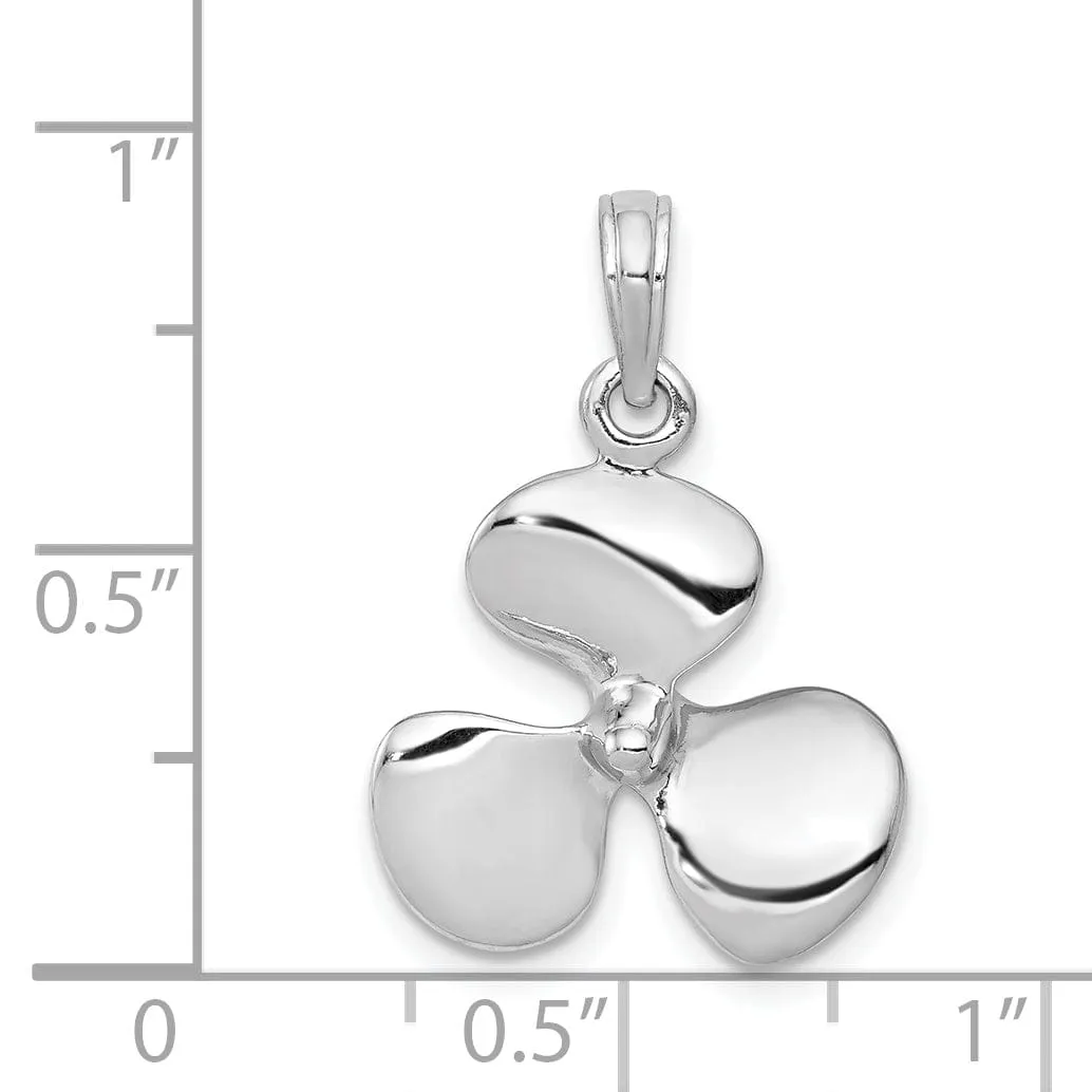 14K White Gold Polished Finished 3-D Solid Boat Propeller Charm