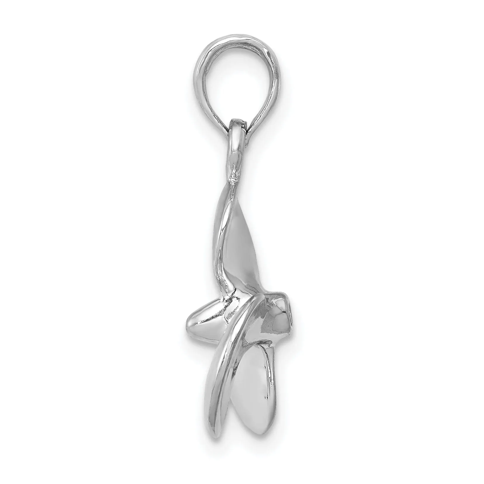 14K White Gold Polished Finished 3-D Solid Boat Propeller Charm