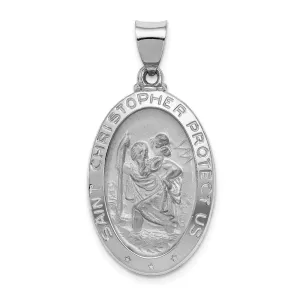 14k White Gold Saint Christopher Medal Pendant