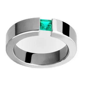 14k White Gold Square Emerald Cigar Band (0.50.ct.tw)