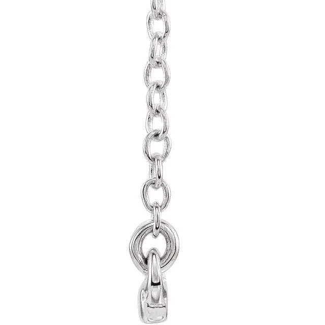 14K White Gold Straight Bar 16-18" Necklace