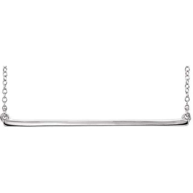14K White Gold Straight Bar 16-18" Necklace