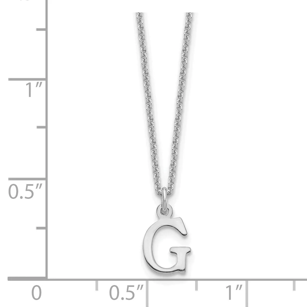14k White Gold Tiny Cut Out Block Letter G Initial Pendant and Necklace