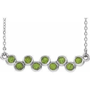 14K White Peridot Bezel-Set Bar 16-18" Necklace