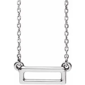 14K White Rectangle Bar 16-18" Necklace