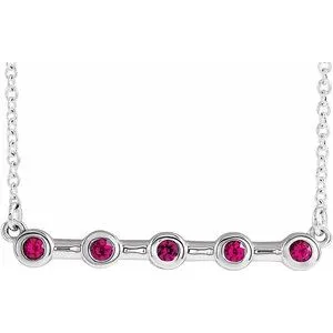 14K White Ruby Bezel-Set Bar 16" Necklace