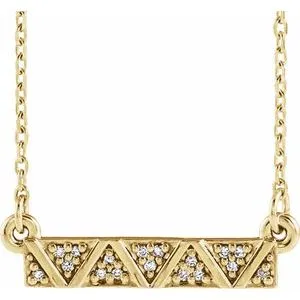 14K Yellow .05 CTW Diamond Geometric Bar 16-18" Necklace
