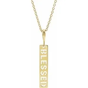 14K Yellow Blessed Bar 16-18" Necklace