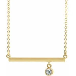 14K Yellow Diamond Bezel-Set 18" Bar Necklace