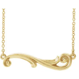 14K Yellow Freeform Bar 16" Necklace