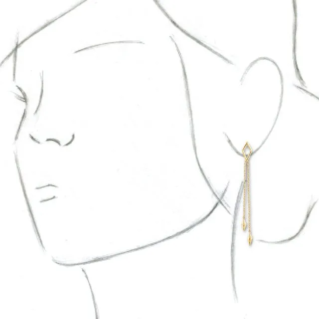 14K Yellow Geometric Chain Earrings